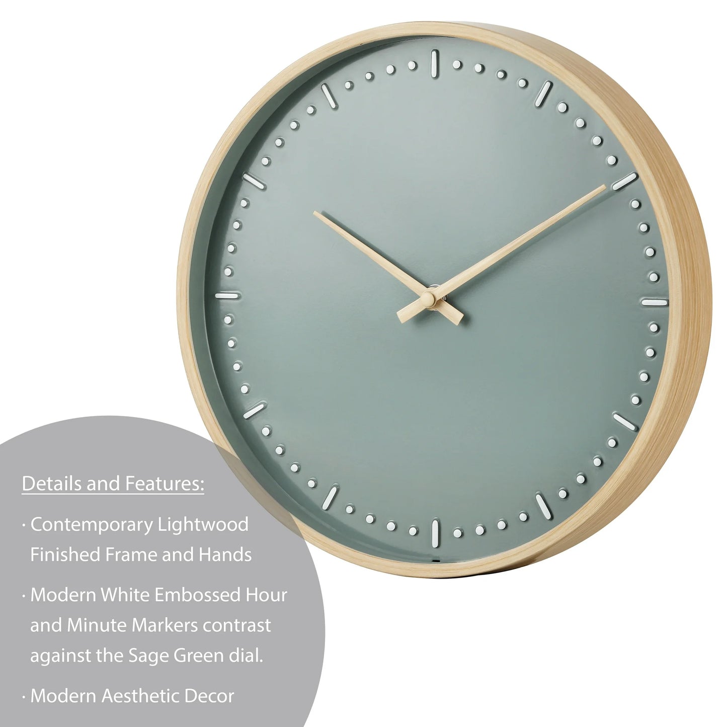 Better Homes & Garden 11.5" Quartz Indoor Decorative Clock, Raised Hour and Minute Markers