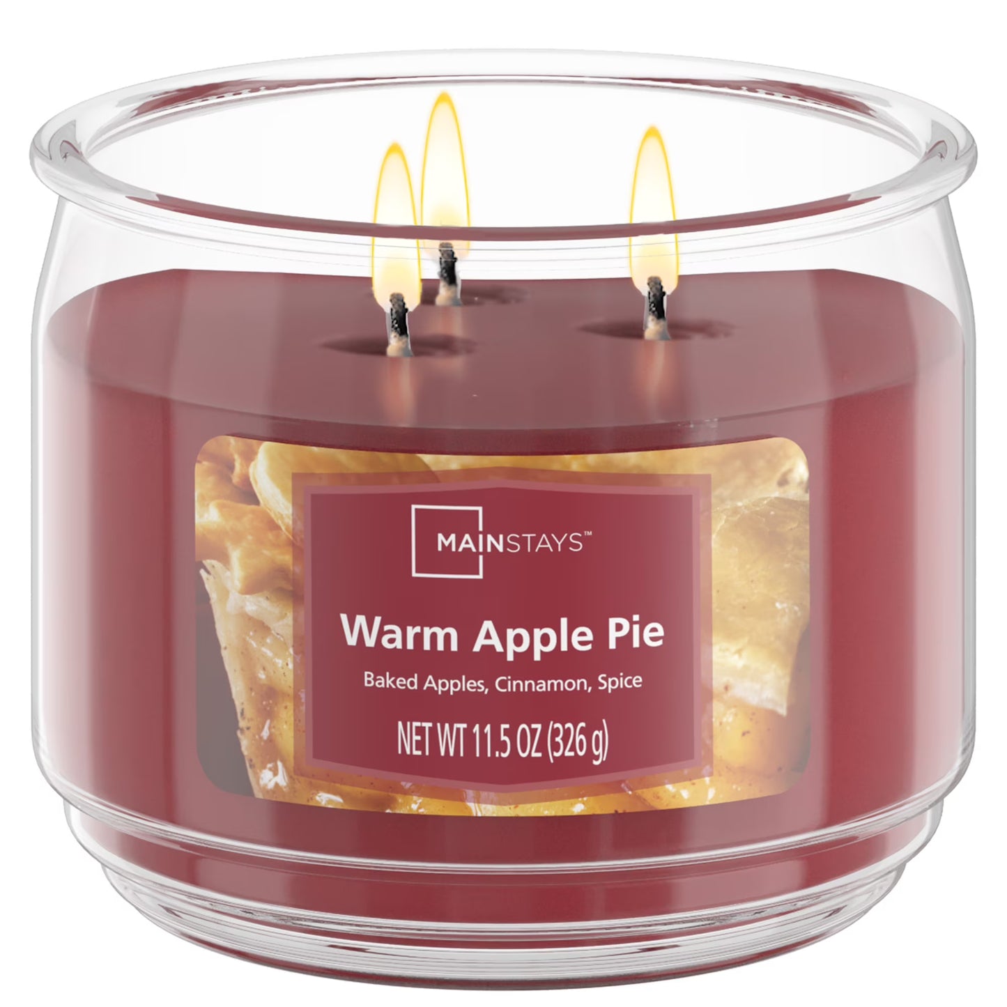 Mainstays 11.5 Ounce Warm Apple Pie 3-Wick Glass Jar Candle