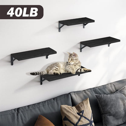 Fairy Floating Shelves, Rustic Wood Shelves, 4pcs Wall Mounted Shelf, 3 Size, Black