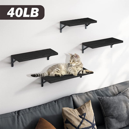 Fairy Floating Shelves, Rustic Wood Shelves, 4pcs Wall Mounted Shelf, 3 Size, Black