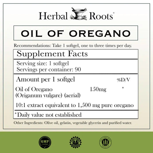 Herbal Roots Oil of Oregano Capsules (Pack of 6)