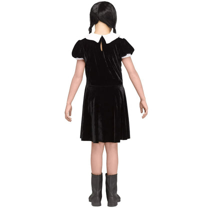 Fun World Gothic Wednesday Addams Girl's Halloween Fancy-Dress Costume for Child, M (8-10)