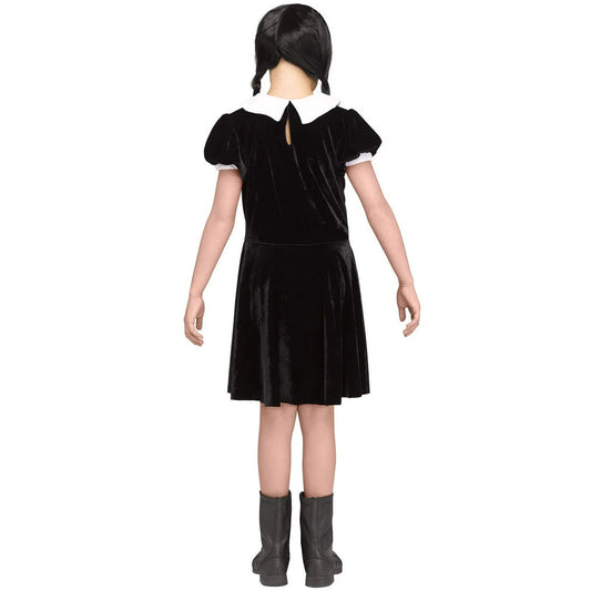 Fun World Gothic Wednesday Addams Girl's Halloween Fancy-Dress Costume for Child, M (8-10)