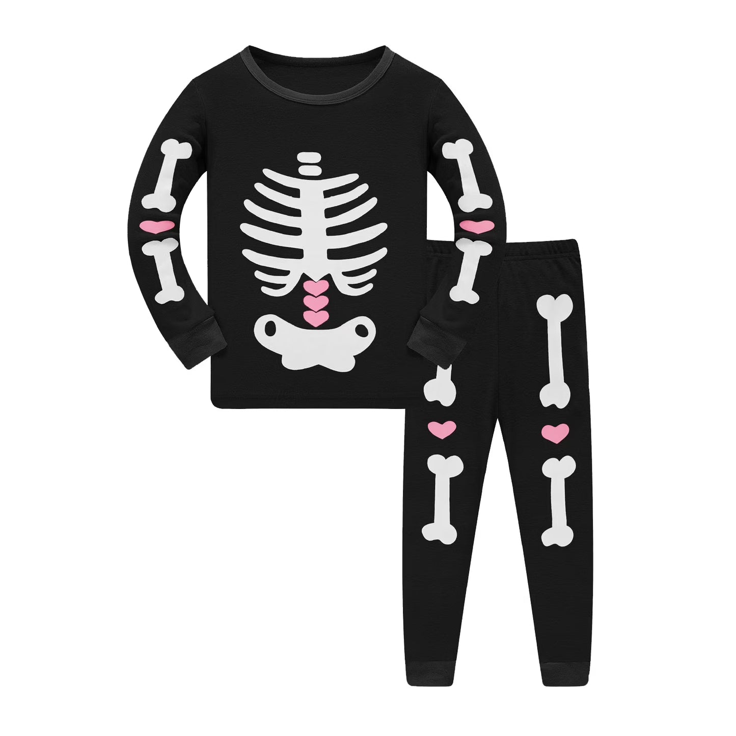 Kids Boys Halloween Pajamas Set Unisex Skeleton Long Sleeve Sweatshirts with Pants Set Halloween Kids Boy Pajamas Size 8-9 Years