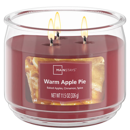 Mainstays 11.5 Ounce Warm Apple Pie 3-Wick Glass Jar Candle